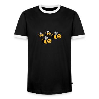 Jolie petite famille d'abeilles - T-shirt contrasté Homme - noir/blanc - Devant - AI Model Female 172 light (172cm) & AI Model Male 178 light (178cm)