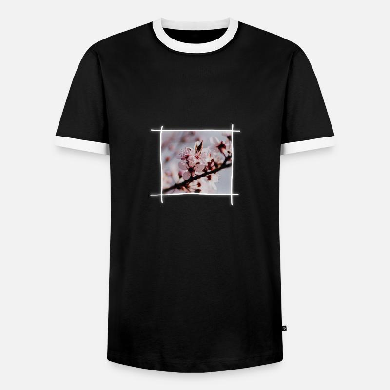 Cherry Blossoms & Cherry Tree - Men's Ringer Shirt - black/white