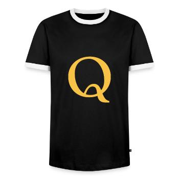 Q - Männer Kontrast-T-Shirt - Schwarz/Weiß - Vorne - AI Model Female 172 light (172cm) & AI Model Male 178 light (178cm)