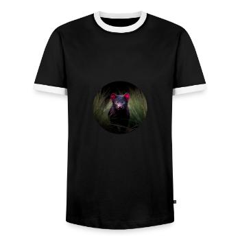 Lurking Tasmanian Devil - Men's Ringer Shirt - black/white - Front - AI Model Female 172 light (172cm) & AI Model Male 178 light (178cm)