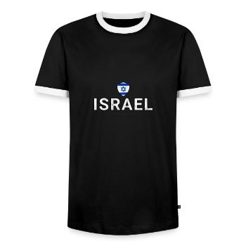 Israel - Men's Ringer Shirt - black/white - Front - AI Model Female 172 light (172cm) & AI Model Male 178 light (178cm)