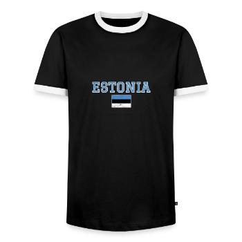 Estonia - Men's Ringer Shirt - black/white - Front - AI Model Female 172 light (172cm) & AI Model Male 178 light (178cm)