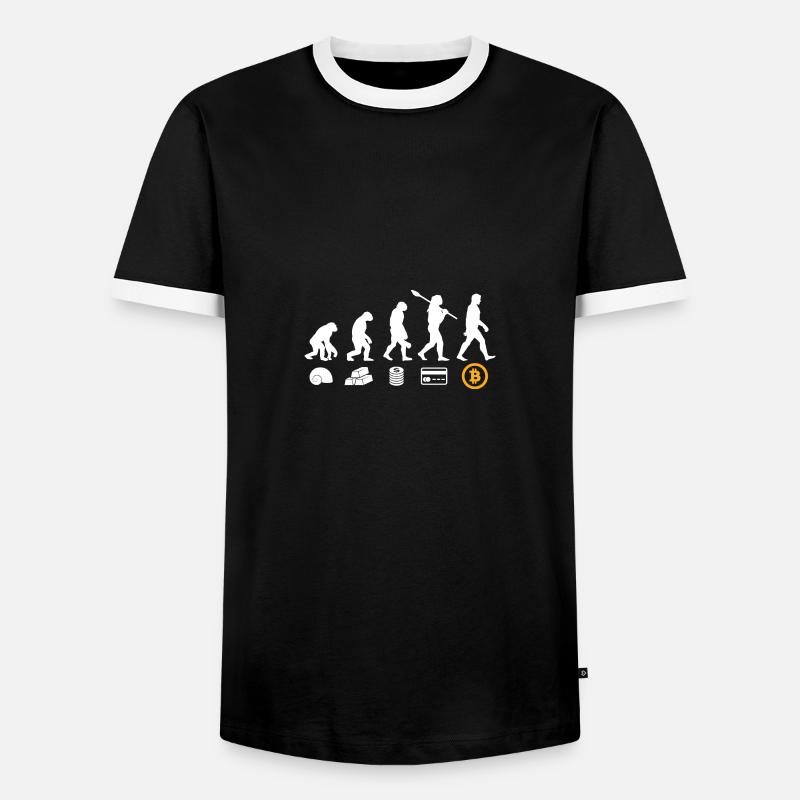 Bitcoin Geld Evolution - Männer Kontrast-T-Shirt - Schwarz/Weiß