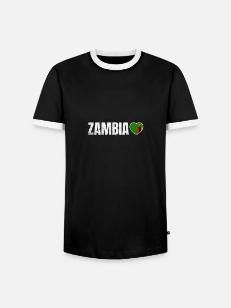 Sambia - Männer Kontrast-T-Shirt - Schwarz/Weiß