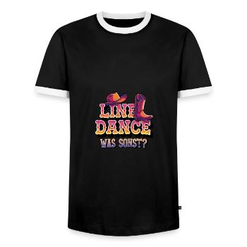 Line Dance Was sonst? Ich bin Line Dancer - Männer Kontrast-T-Shirt - Schwarz/Weiß - Vorne - AI Model Female 172 light (172cm) & AI Model Male 178 light (178cm)
