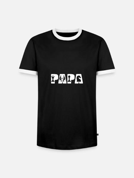 Papa Chess Gaming Gambit - Men's Ringer Shirt - black/white