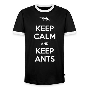 Ant - Keep calm and keep ants - Men's Ringer Shirt - black/white - Front - AI Model Female 172 light (172cm) & AI Model Male 178 light (178cm)