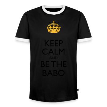 Gardez le calme et la BABO - T-shirt contrasté Homme - noir/blanc - Devant - AI Model Female 172 light (172cm) & AI Model Male 178 light (178cm)