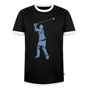 Silhouette de golfeur de golf - Design Grunge blanc - T-shirt contrasté Homme - noir/blanc - Devant - AI Model Female 172 light (172cm) & AI Model Male 178 light (178cm)