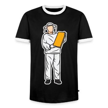 Funny beekeeper kid - Men's Ringer Shirt - black/white - Front - AI Model Female 172 light (172cm) & AI Model Male 178 light (178cm)