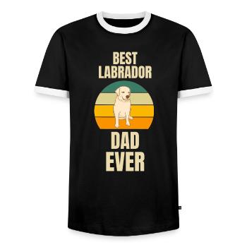 Amoureux des chiens Chiens Papa Fête des Pères Rétro Labrador - T-shirt contrasté Homme - noir/blanc - Devant - AI Model Female 172 light (172cm) & AI Model Male 178 light (178cm)