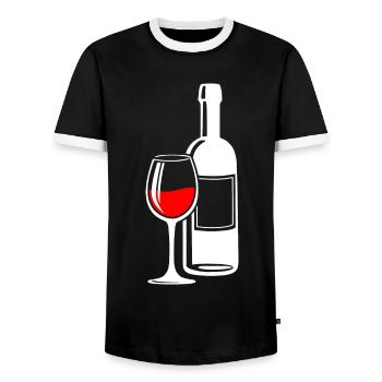 Wein Weinglas Weinflasche Rotwein Weinliebhaber - Männer Kontrast-T-Shirt - Schwarz/Weiß - Vorne - AI Model Female 172 light (172cm) & AI Model Male 178 light (178cm)