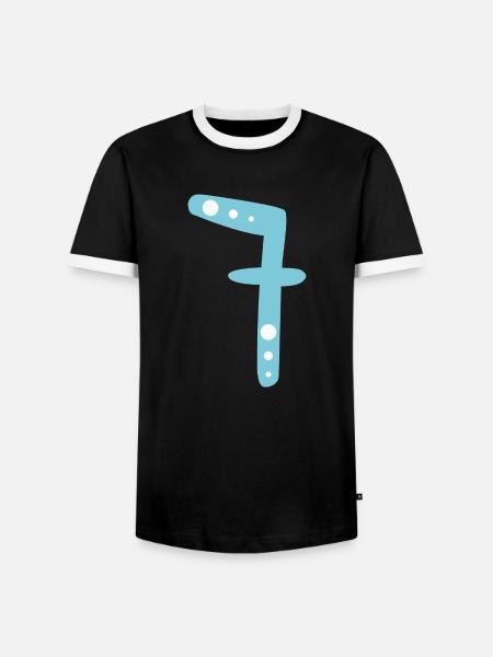 Nummer 7 - Männer Kontrast-T-Shirt - Schwarz/Weiß