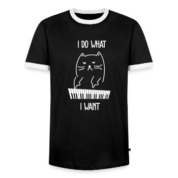 Je fais ce que je veux Clavier cadeau synthétiseur - T-shirt contrasté Homme - noir/blanc - Devant - AI Model Female 172 light (172cm) & AI Model Male 178 light (178cm)
