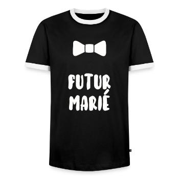Futur marié - T-shirt contrasté Homme - noir/blanc - Devant - AI Model Female 172 light (172cm) & AI Model Male 178 light (178cm)