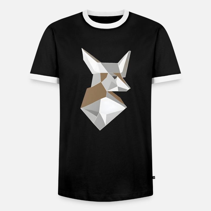 Abstract Shaped Fox Head - Men's Ringer Shirt - black/white