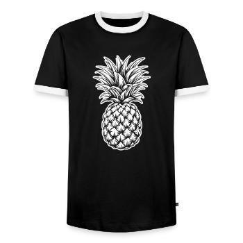 Ananas - Männer Kontrast-T-Shirt - Schwarz/Weiß - Vorne - AI Model Female 172 light (172cm) & AI Model Male 178 light (178cm)