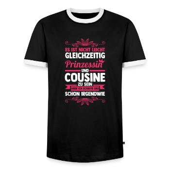 Cousinen Cousine - Männer Kontrast-T-Shirt - Schwarz/Weiß - Vorne - AI Model Female 172 light (172cm) & AI Model Male 178 light (178cm)
