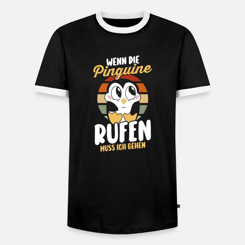Pinguin - Männer Kontrast-T-Shirt - Schwarz/Weiß