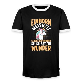 Unicorn - Men's Ringer Shirt - black/white - Front - AI Model Female 172 light (172cm) & AI Model Male 178 light (178cm)