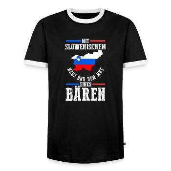 Slovènes Slovénie - T-shirt contrasté Homme - noir/blanc - Devant - AI Model Female 172 light (172cm) & AI Model Male 178 light (178cm)