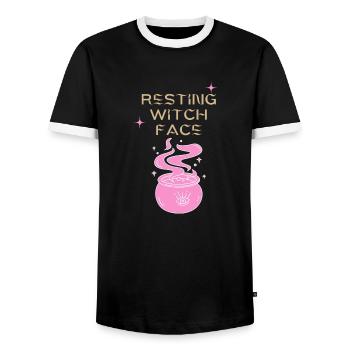 Resting Witch Face Hexenpot - Männer Kontrast-T-Shirt - Schwarz/Weiß - Vorne - AI Model Female 172 light (172cm) & AI Model Male 178 light (178cm)