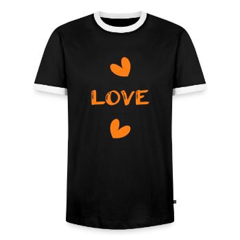 LIEBE. PAPA. VATERTAG. ALLES GUTE ZUM GEBURTSTAG PAPA - Männer Kontrast-T-Shirt - Schwarz/Weiß - Vorne - AI Model Female 172 light (172cm) & AI Model Male 178 light (178cm)