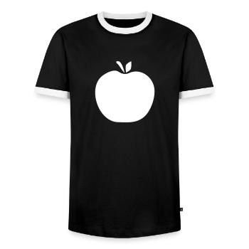 apple - Men's Ringer Shirt - black/white - Front - AI Model Female 172 light (172cm) & AI Model Male 178 light (178cm)