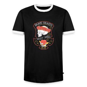 Skull T-shirt - Men's Ringer Shirt - black/white - Front - AI Model Female 172 light (172cm) & AI Model Male 178 light (178cm)