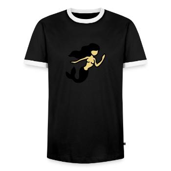 Meerjungfrau - Männer Kontrast-T-Shirt - Schwarz/Weiß - Vorne - AI Model Female 172 light (172cm) & AI Model Male 178 light (178cm)