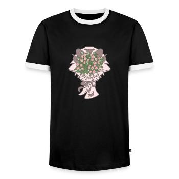 Beau bouquet de fleurs - T-shirt contrasté Homme - noir/blanc - Devant - AI Model Female 172 light (172cm) & AI Model Male 178 light (178cm)