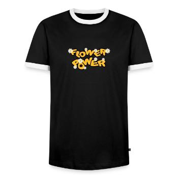 flower_power - T-shirt contrasté Homme - noir/blanc - Devant - AI Model Female 172 light (172cm) & AI Model Male 178 light (178cm)