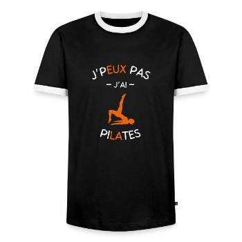 J peux pas j ai Pilates - T-shirt contrasté Homme - noir/blanc - Devant - AI Model Female 172 light (172cm) & AI Model Male 178 light (178cm)