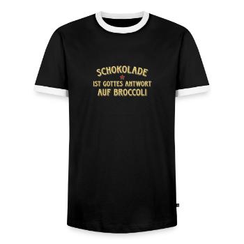 Schokolade Gottes Antwort auf Broccoli Kakao Süßes - Männer Kontrast-T-Shirt - Schwarz/Weiß - Vorne - AI Model Female 172 light (172cm) & AI Model Male 178 light (178cm)