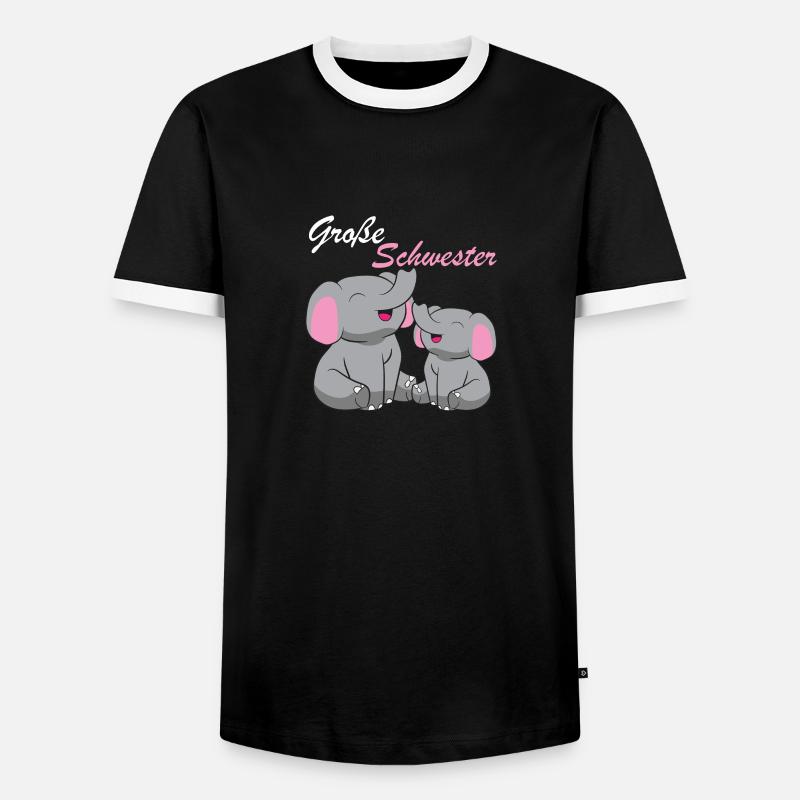 Elefanten - Große Schwester - Männer Kontrast-T-Shirt - Schwarz/Weiß