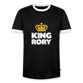 King rory name thing crown - Men's Ringer Shirt - black/white - Front - AI Model Female 172 light (172cm) & AI Model Male 178 light (178cm)