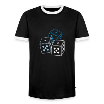 drei Spielwürfel / bunco dices (3c) - Männer Kontrast-T-Shirt - Schwarz/Weiß - Vorne - AI Model Female 172 light (172cm) & AI Model Male 178 light (178cm)