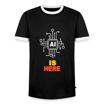 L’IA EST LÀ - T-shirt contrasté Homme - noir/blanc - Devant - AI Model Female 172 light (172cm) & AI Model Male 178 light (178cm)