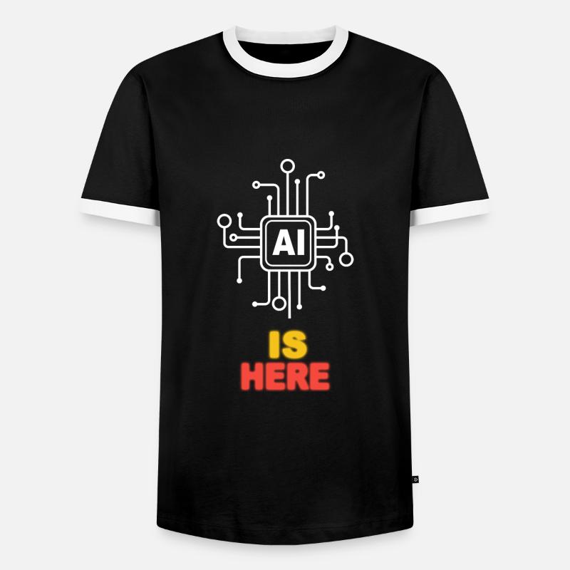 AI IS HERE - Men's Ringer Shirt - black/white