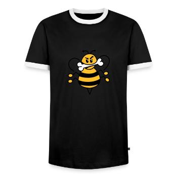 Bee with bone 1 - Men's Ringer Shirt - black/white - Front - AI Model Female 172 light (172cm) & AI Model Male 178 light (178cm)