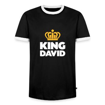 King david name thing crown - Men's Ringer Shirt - black/white - Front - AI Model Female 172 light (172cm) & AI Model Male 178 light (178cm)