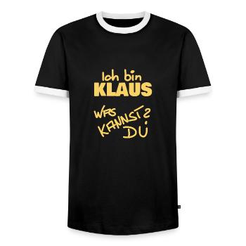 Klaus - Männer Kontrast-T-Shirt - Schwarz/Weiß - Vorne - AI Model Female 172 light (172cm) & AI Model Male 178 light (178cm)