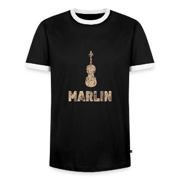 Marlin à l’alto - T-shirt contrasté Homme - noir/blanc - Devant - AI Model Female 172 light (172cm) & AI Model Male 178 light (178cm)