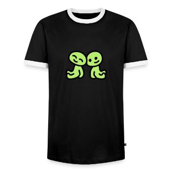 Friendship - love - Men's Ringer Shirt - black/white - Front - AI Model Female 172 light (172cm) & AI Model Male 178 light (178cm)