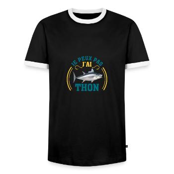 je peux pas j'ai thon drôles cadeau peche pêche - T-shirt contrasté Homme - noir/blanc - Devant - AI Model Female 172 light (172cm) & AI Model Male 178 light (178cm)