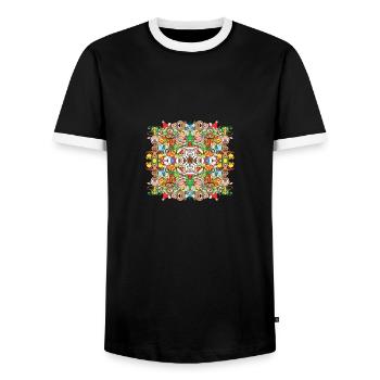 The Christmas crowd is having a great time - Men's Ringer Shirt - black/white - Front - AI Model Female 172 light (172cm) & AI Model Male 178 light (178cm)