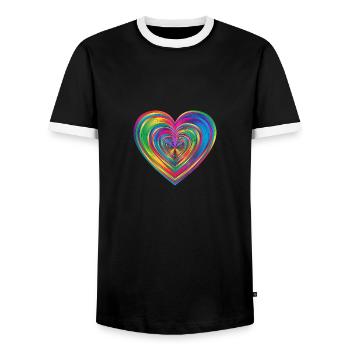 Rainbow Heart - Men's Ringer Shirt - black/white - Front - AI Model Female 172 light (172cm) & AI Model Male 178 light (178cm)