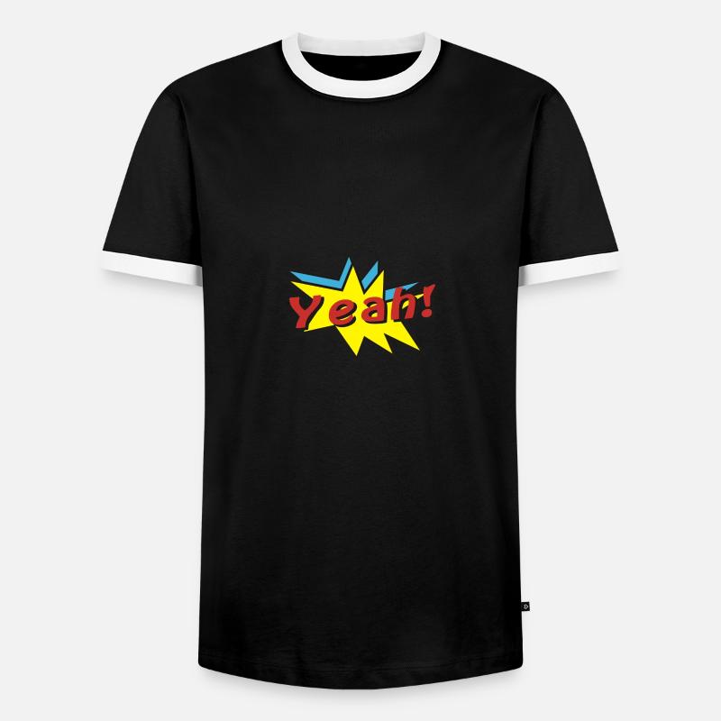 yeah comic - Männer Kontrast-T-Shirt - Schwarz/Weiß