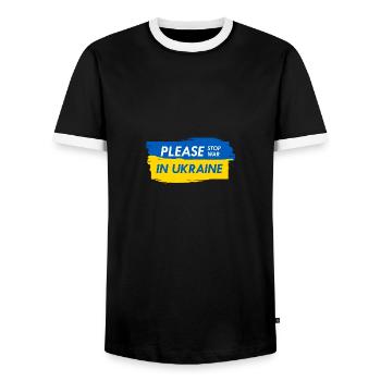 Ukraine pas de guerre - sauvez Ukraine - T-shirt contrasté Homme - noir/blanc - Devant - AI Model Female 172 light (172cm) & AI Model Male 178 light (178cm)