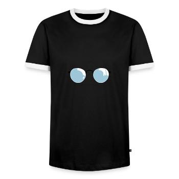 round sunglasses 1112 - Men's Ringer Shirt - black/white - Front - AI Model Female 172 light (172cm) & AI Model Male 178 light (178cm)